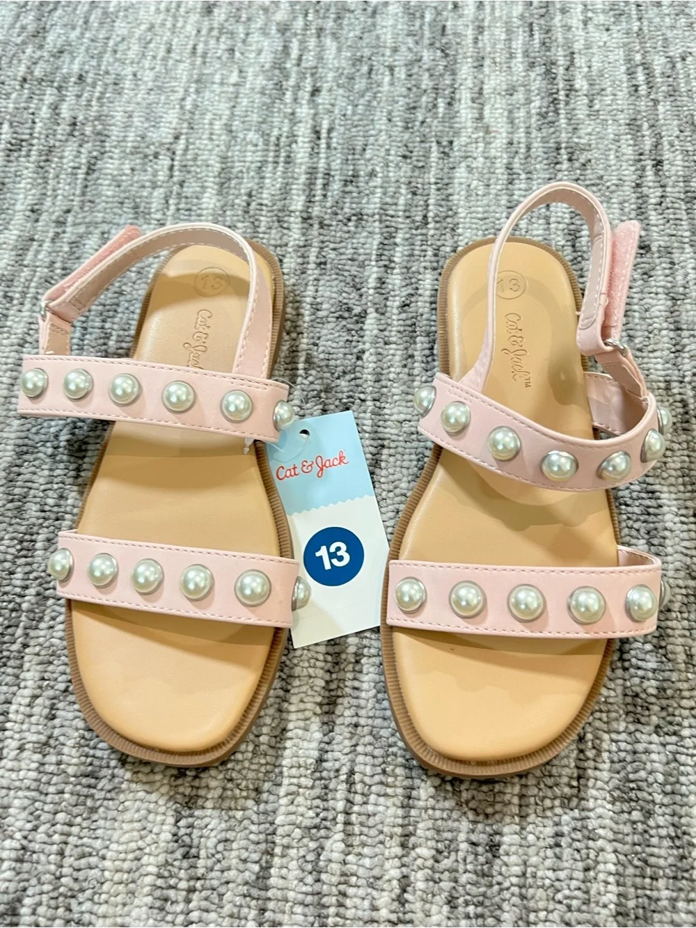Cat & Jack Pink Pearl-Accent Girls' Sandals Size 13